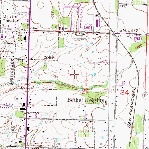 Topographic Map of City of Bethel Heights, AR