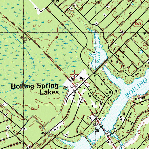 Topographic Map of City of Boiling Spring Lakes, NC