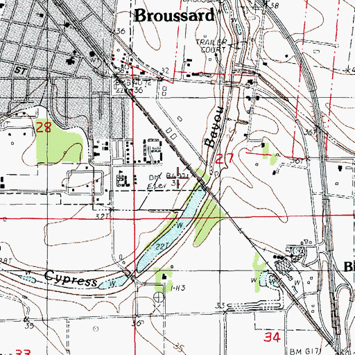 Topographic Map of City of Broussard, LA
