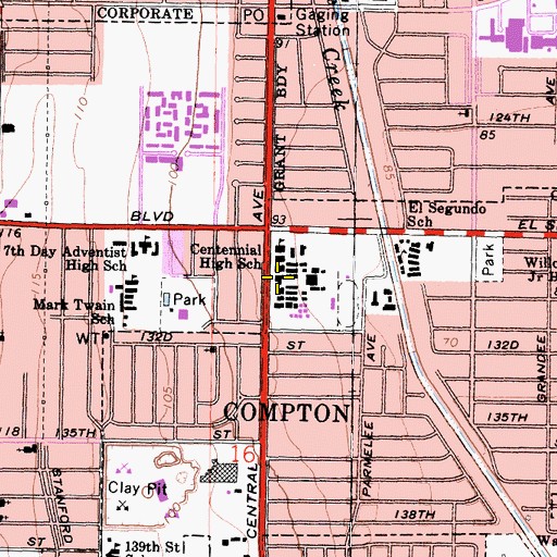 Topographic Map of Centennial High School, CA