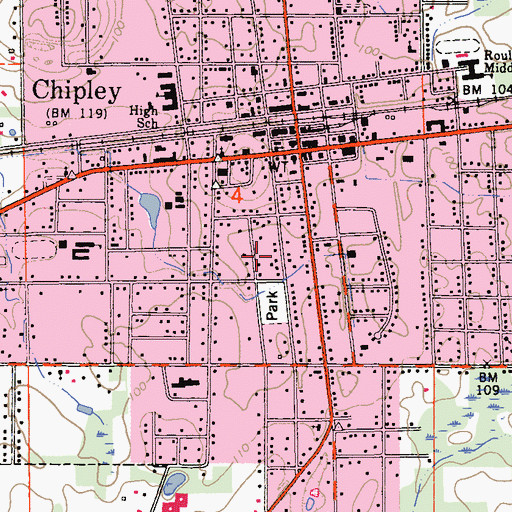Topographic Map of City of Chipley, FL