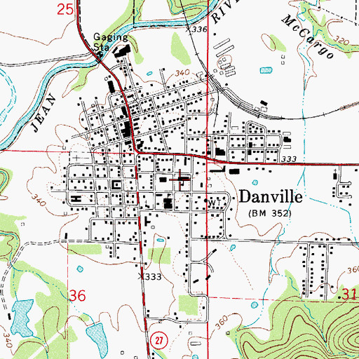 Topographic Map of City of Danville, AR