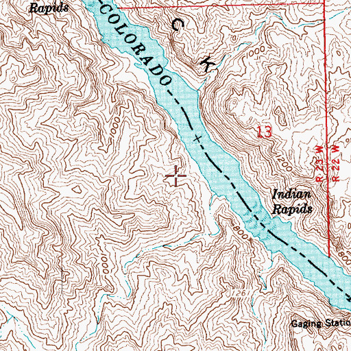 Topographic Map of Rocky Rapids, AZ
