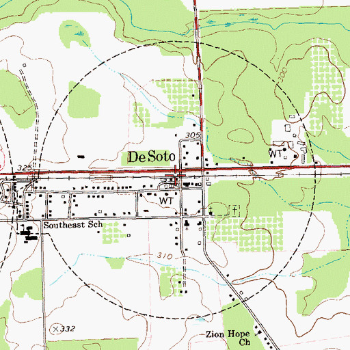 Topographic Map of City of De Soto, GA
