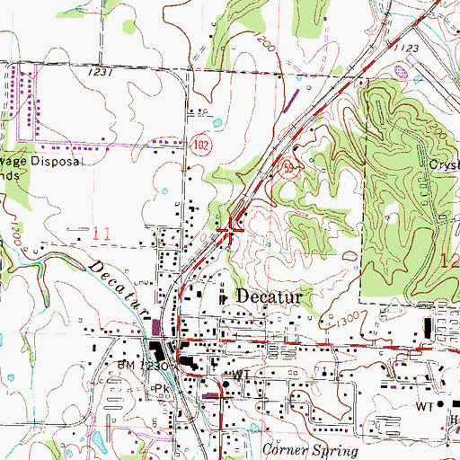 Topographic Map of City of Decatur, AR