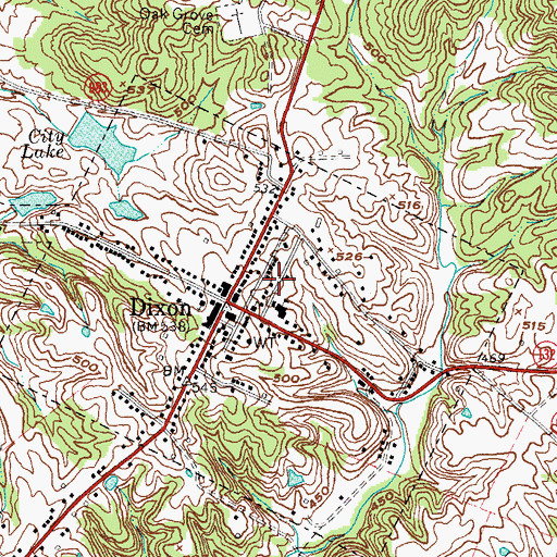 Topographic Map of City of Dixon, KY