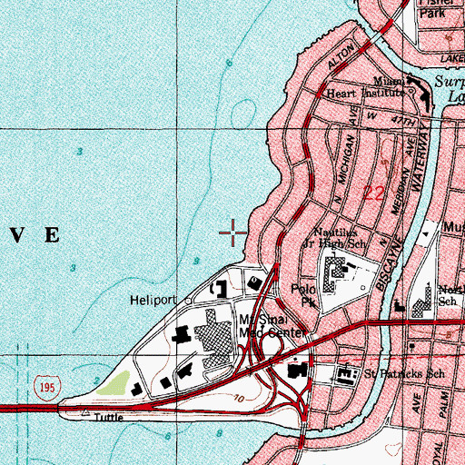 Topographic Map of City of Miami Beach, FL