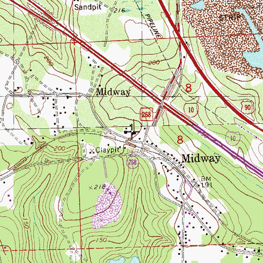 Topographic Map of City of Midway, FL