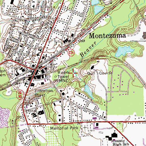 Topographic Map of City of Montezuma, GA