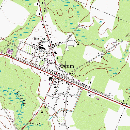 Topographic Map of City of Odum, GA