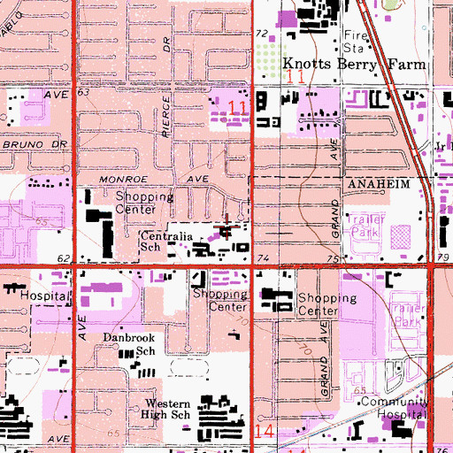 Topographic Map of Centralia Elementary School, CA