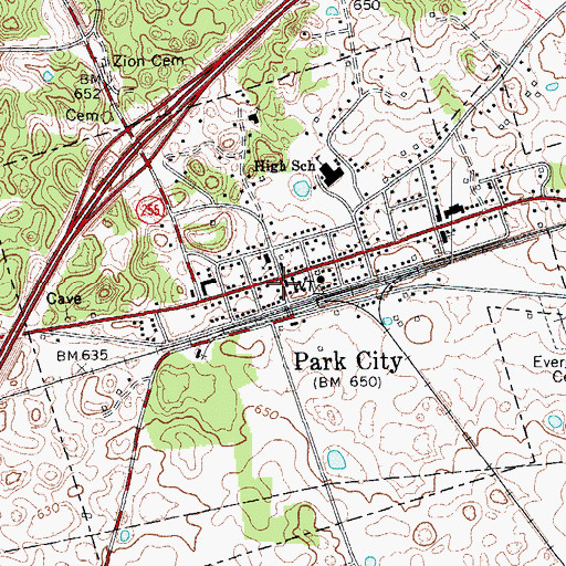 Topographic Map of City of Park City, KY