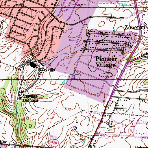Topographic Map of City of Pioneer Village, KY