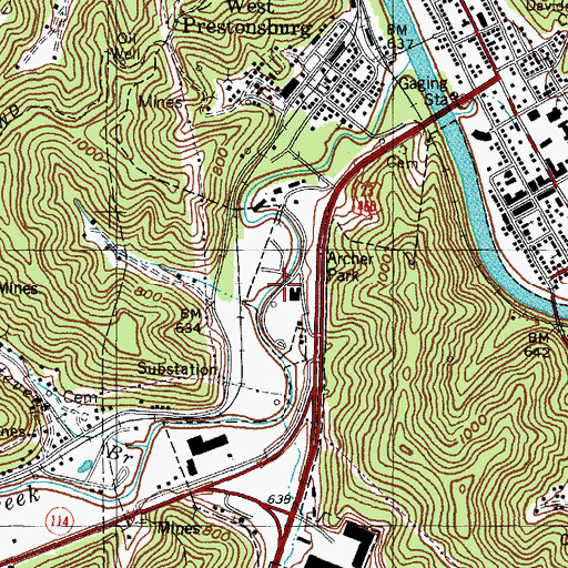 Topographic Map of City of Prestonsburg, KY