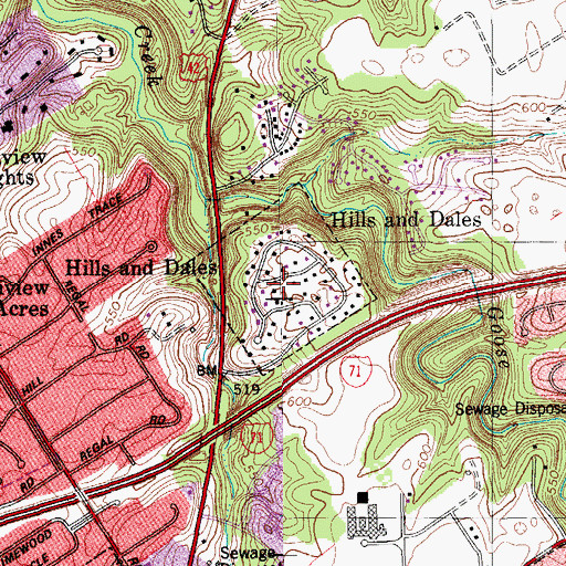 Topographic Map of City of Hills and Dales, KY