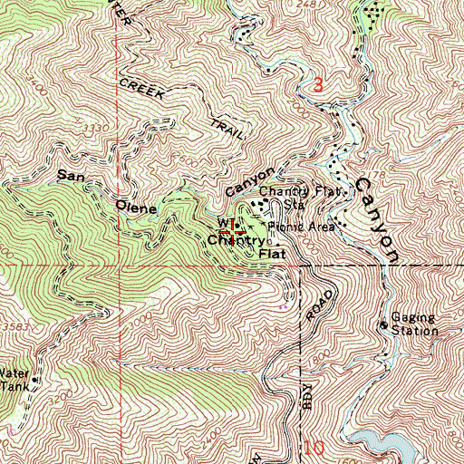 Topographic Map of Chantry Flat, CA