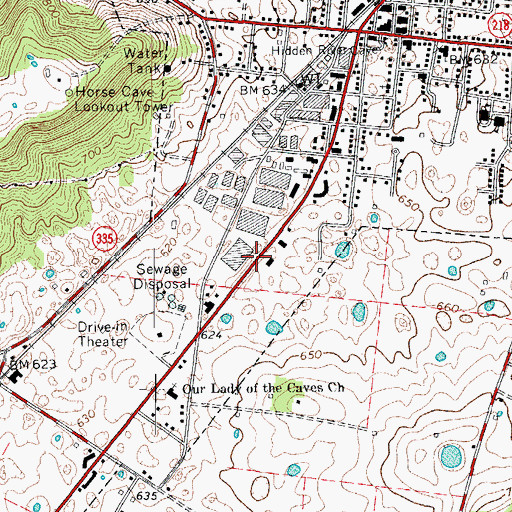 Topographic Map of City of Horse Cave, KY