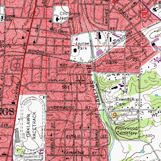 Topographic Map of City of Hot Springs, AR