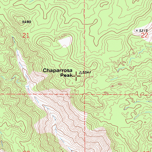 Topographic Map of Chaparrosa Peak, CA