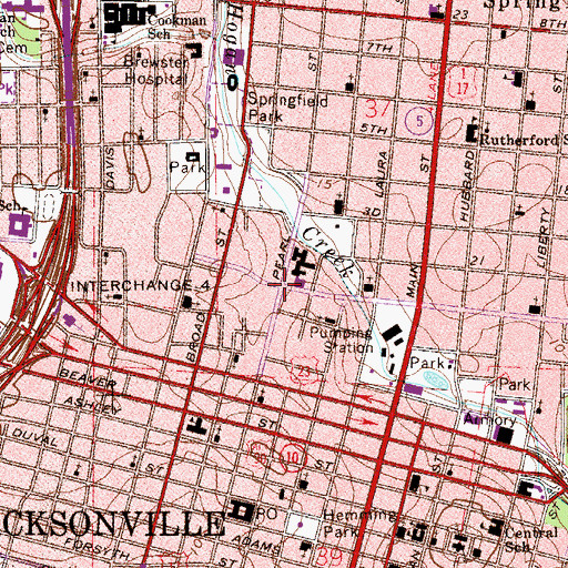 Topographic Map of City of Jacksonville, FL