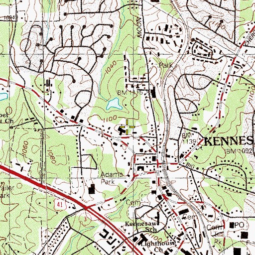 Topographic Map of City of Kennesaw, GA
