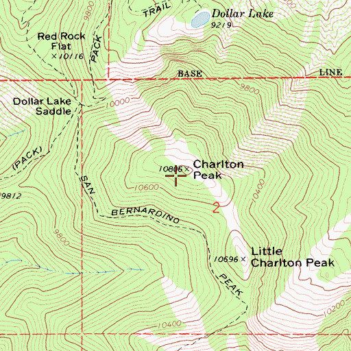 Topographic Map of Charlton Peak, CA