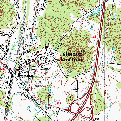 Topographic Map of City of Lebanon Junction, KY