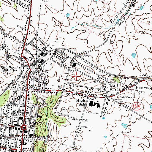 Topographic Map of City of Leitchfield, KY