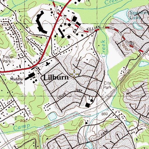 Topographic Map of City of Lilburn, GA