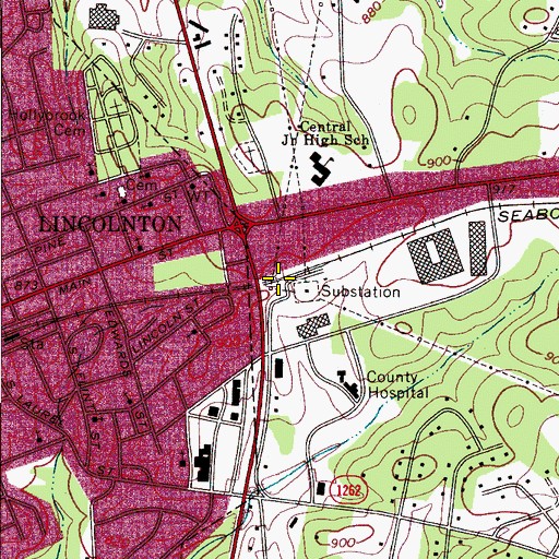 Topographic Map of City of Lincolnton, NC