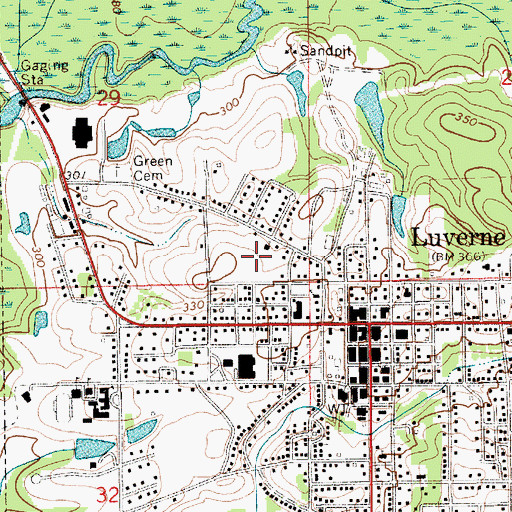 Topographic Map of City of Luverne, AL