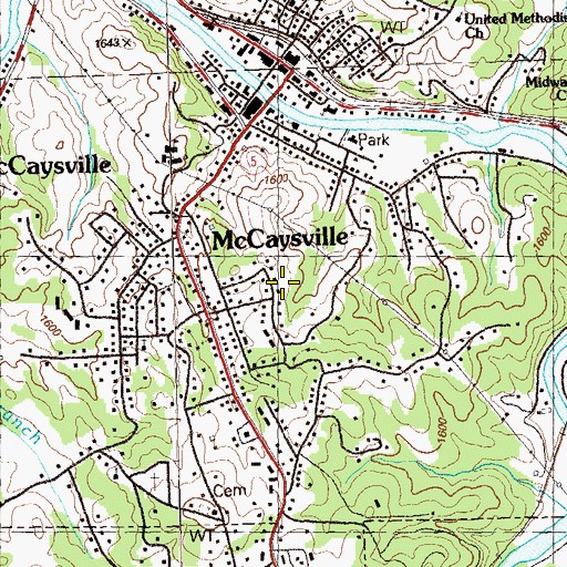 Topographic Map of City of McCaysville, GA