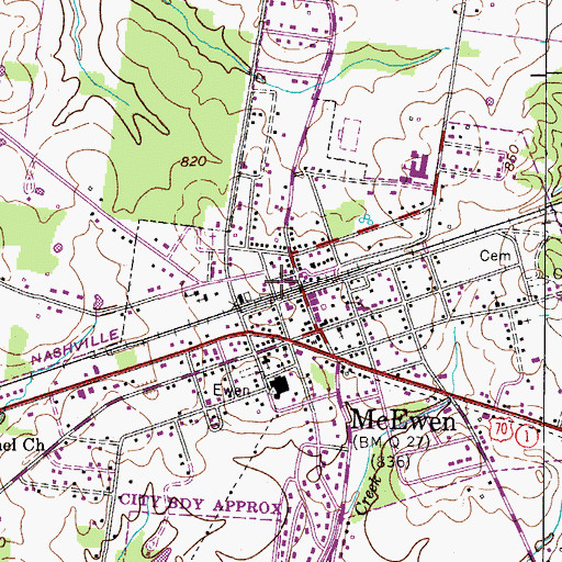 Topographic Map of City of McEwen, TN