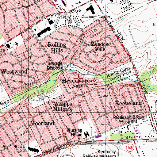 Topographic Map of City of Meadowbrook Farm, KY