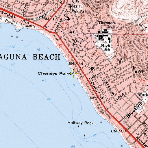 Topographic Map of Cheneys Point, CA