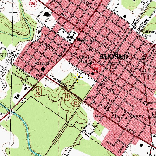 Topographic Map of Town of Ahoskie, NC
