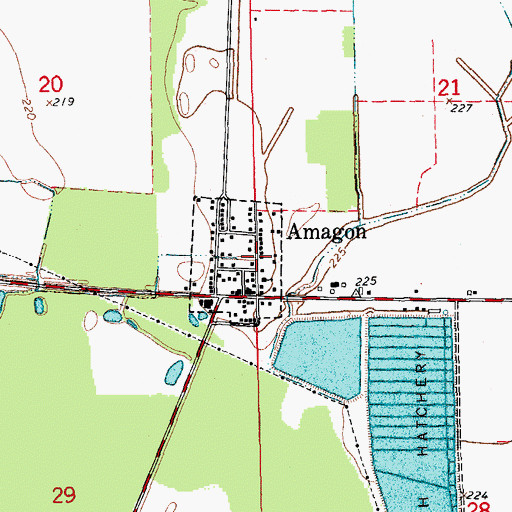 Topographic Map of Town of Amagon, AR