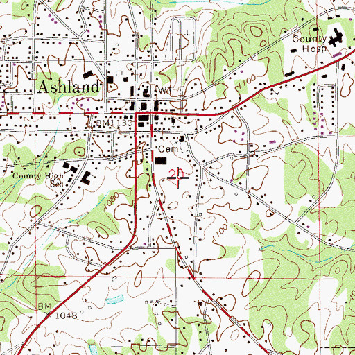 Topographic Map of Town of Ashland, AL