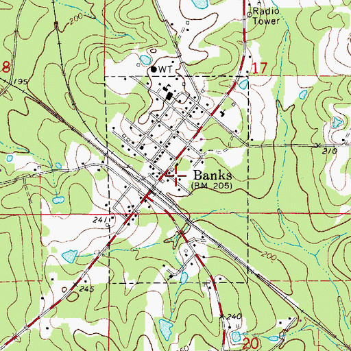 Topographic Map of Town of Banks, AR