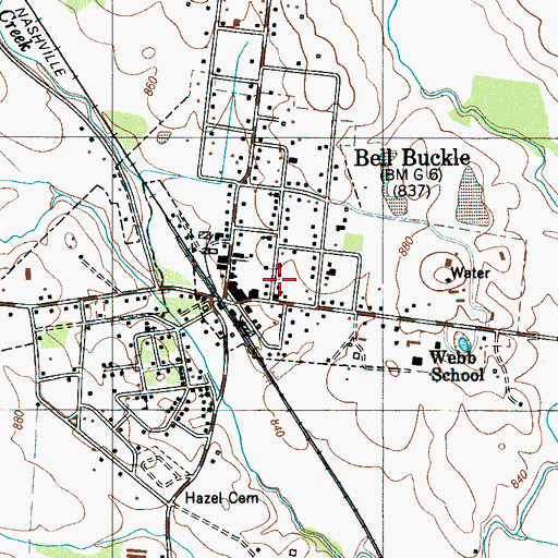 Topographic Map of Town of Bell Buckle, TN