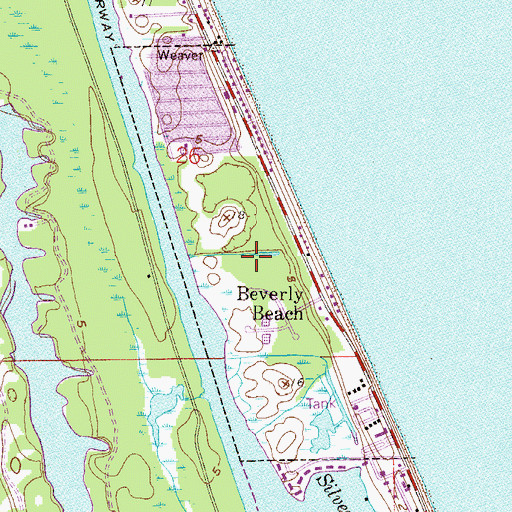 Topographic Map of Town of Beverly Beach, FL