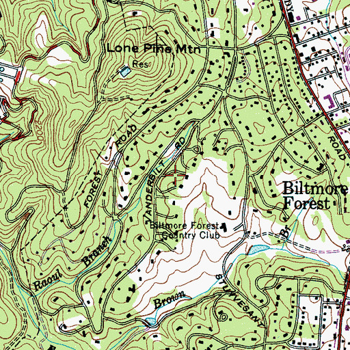 Topographic Map of Town of Biltmore Forest, NC