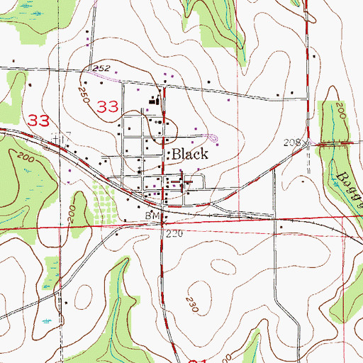 Topographic Map of Town of Black, AL