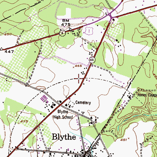 Topographic Map of City of Blythe, GA