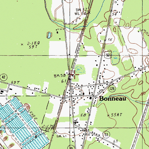 Topographic Map of Town of Bonneau, SC