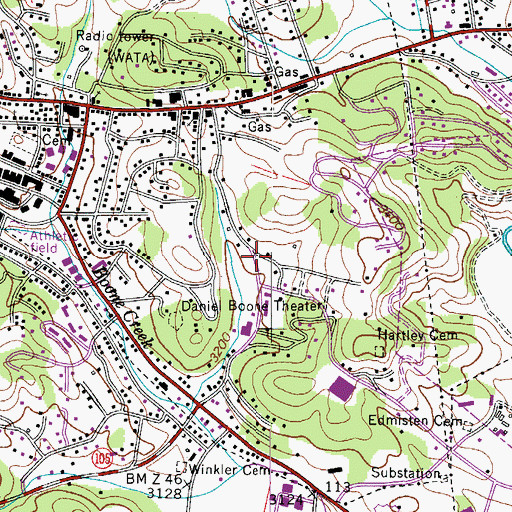 Topographic Map of Town of Boone, NC