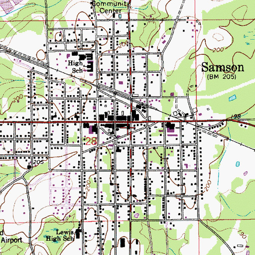 Topographic Map of City of Samson, AL