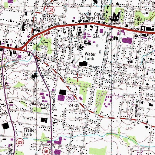 Topographic Map of City of Savannah, TN