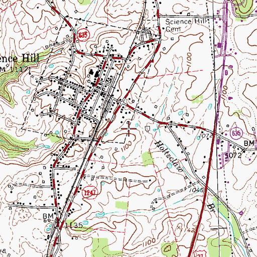 Topographic Map of City of Science Hill, KY