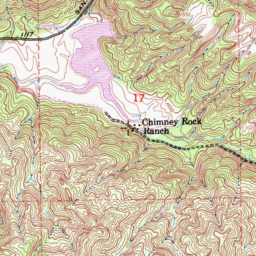 Topographic Map of Chimney Rock Ranch, CA